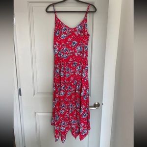 Red Floral Midi Dress